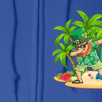 Dabbing Leprechaun Hawaiian Happy St Patricks Day Surfing Funny Gift Full Zip Hoodie