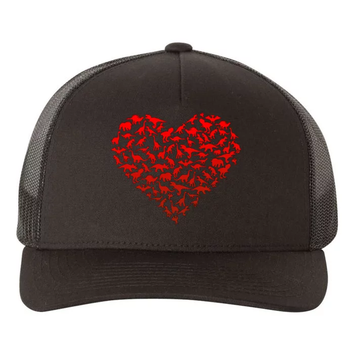 Dinosaur Love Heart Cute Valentines Day Yupoong Adult 5-Panel Trucker Hat