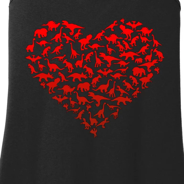 Dinosaur Love Heart Cute Valentines Day Ladies Essential Tank