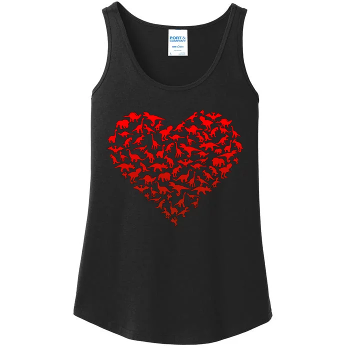 Dinosaur Love Heart Cute Valentines Day Ladies Essential Tank