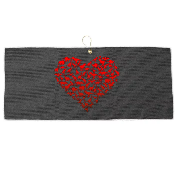 Dinosaur Love Heart Cute Valentines Day Large Microfiber Waffle Golf Towel