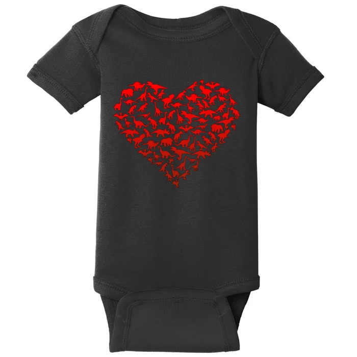 Dinosaur Love Heart Cute Valentines Day Baby Bodysuit