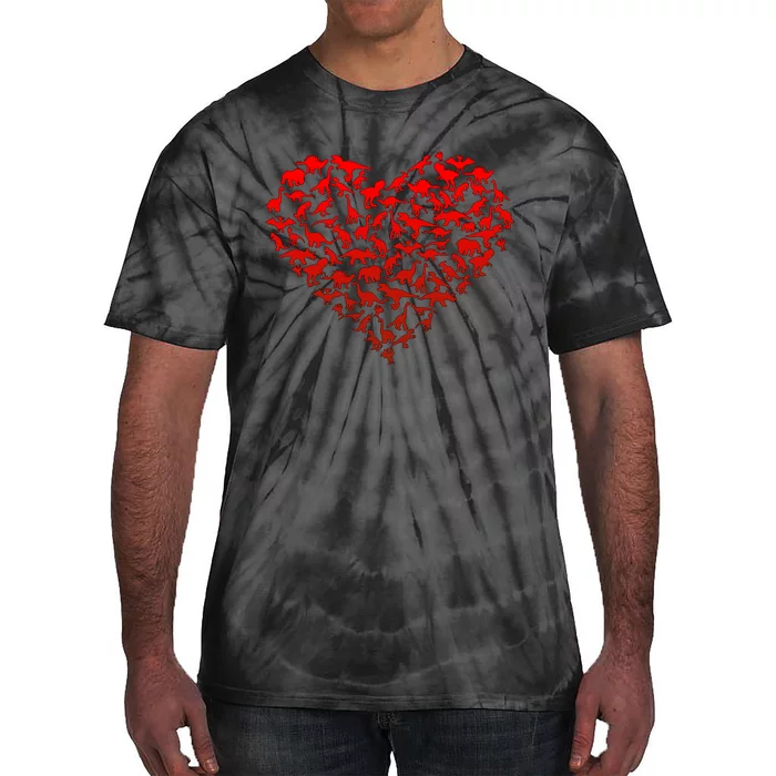 Dinosaur Love Heart Cute Valentines Day Tie-Dye T-Shirt