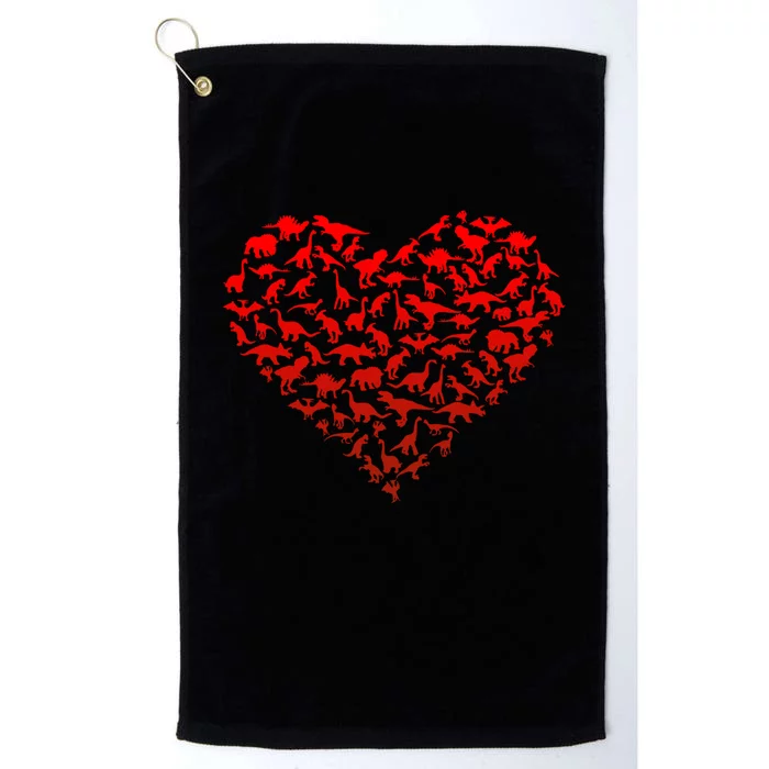 Dinosaur Love Heart Cute Valentines Day Platinum Collection Golf Towel