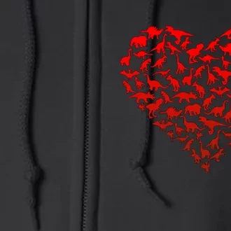 Dinosaur Love Heart Cute Valentines Day Full Zip Hoodie