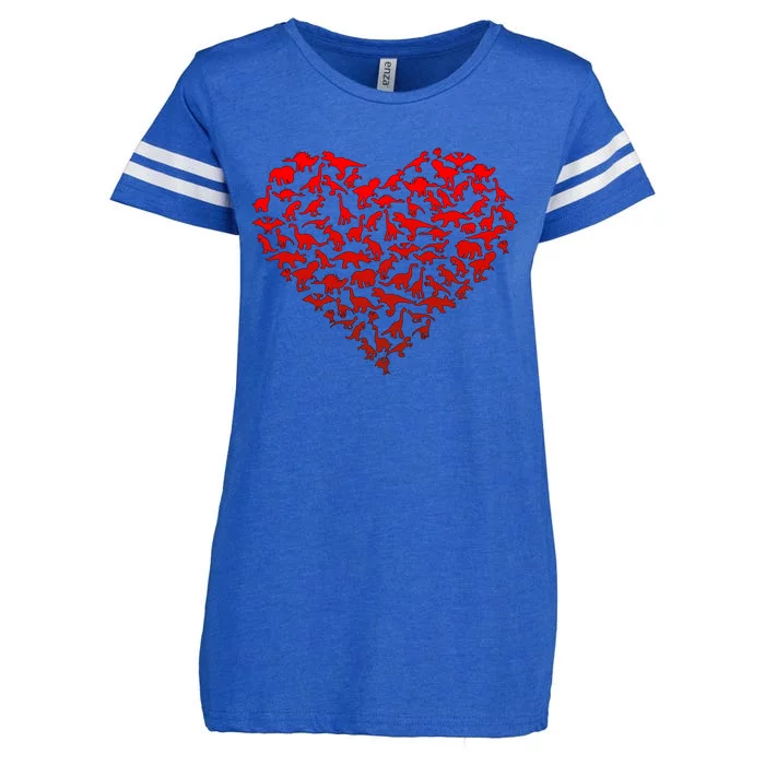 Dinosaur Love Heart Cute Valentines Day Enza Ladies Jersey Football T-Shirt