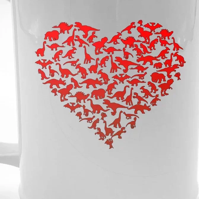 Dinosaur Love Heart Cute Valentines Day Front & Back Beer Stein