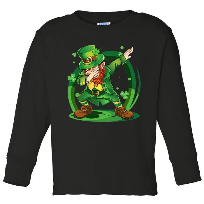 Dabbing Leprechaun Happy St Patricks Day Toddler Long Sleeve Shirt