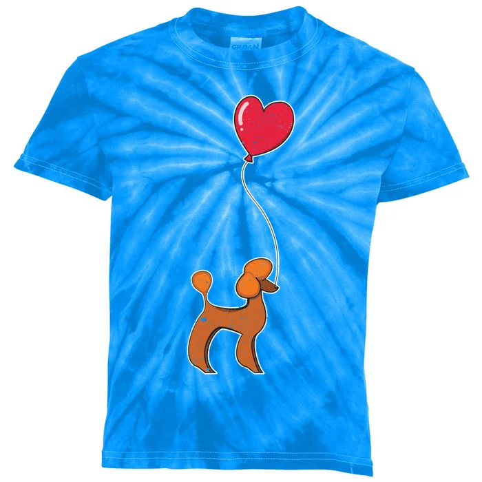 Dog Lover Heart Valentines Day Gift Animal Poodle Gift Kids Tie-Dye T-Shirt