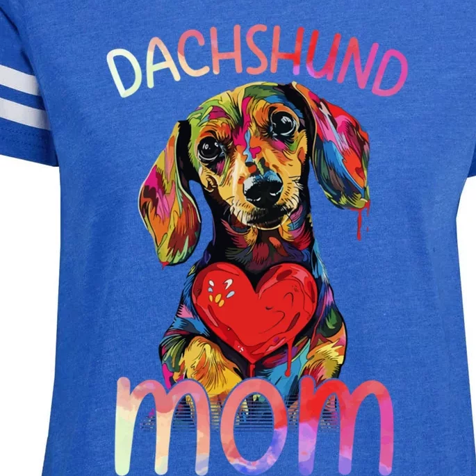 Dachshund Lovers Heart Design Dachshund Mom Gift Enza Ladies Jersey Football T-Shirt