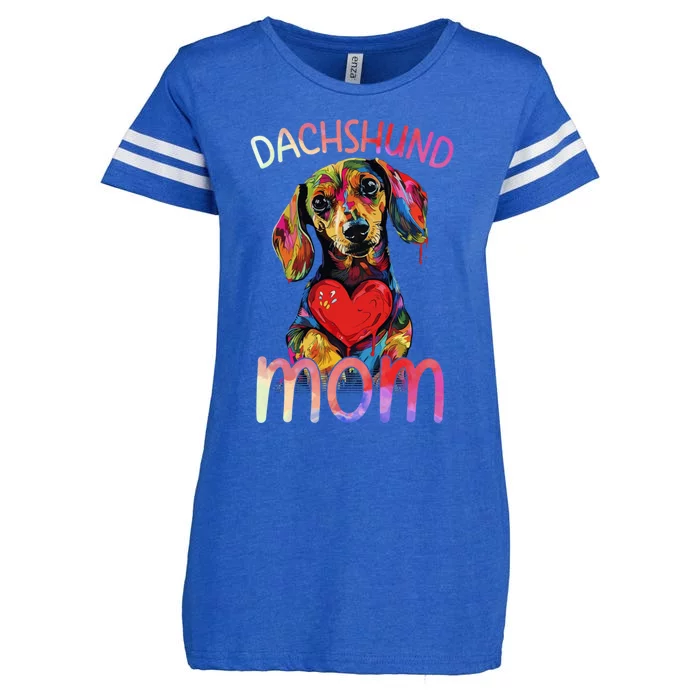 Dachshund Lovers Heart Design Dachshund Mom Gift Enza Ladies Jersey Football T-Shirt