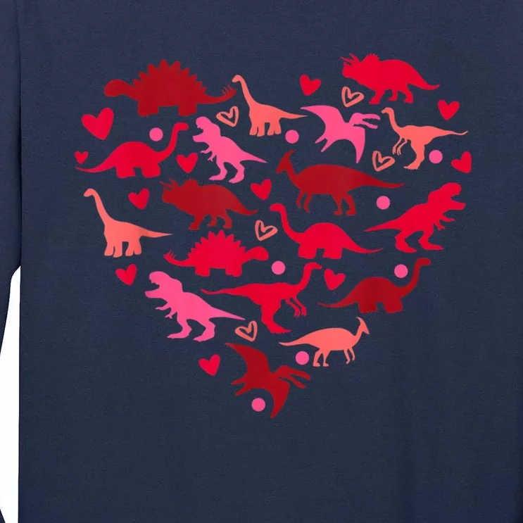 Dinosaur Love Heart T Rex Cute Valentines Day Tall Long Sleeve T-Shirt