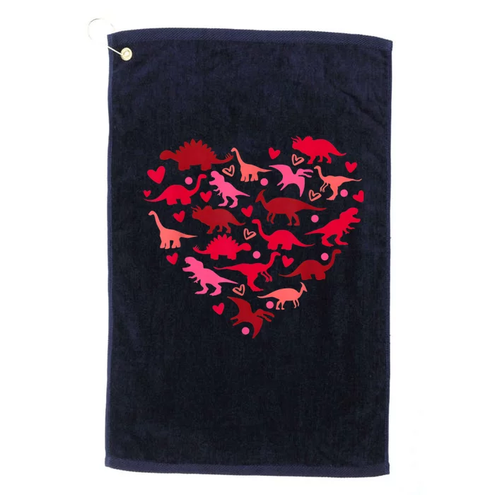 Dinosaur Love Heart T Rex Cute Valentines Day Platinum Collection Golf Towel