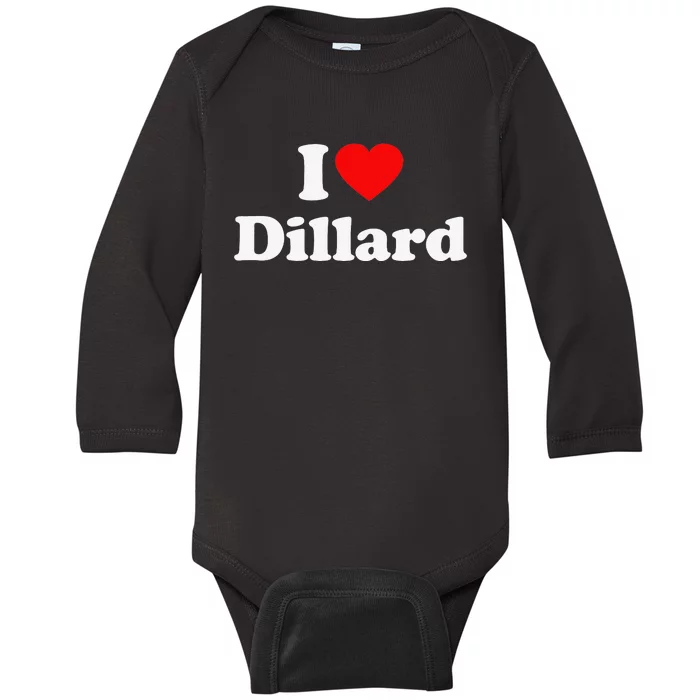 Dillard Love Heart College University Alumni Baby Long Sleeve Bodysuit