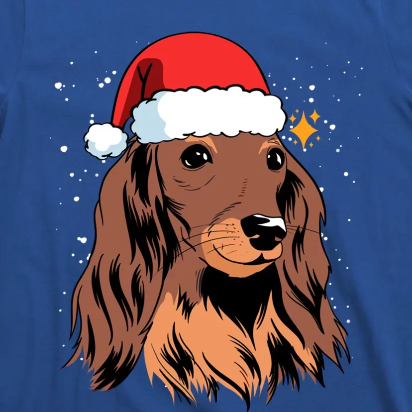 Dachshund Long Hair Santa Christmas Tree Lights Xmas Gift Cute Gift T-Shirt