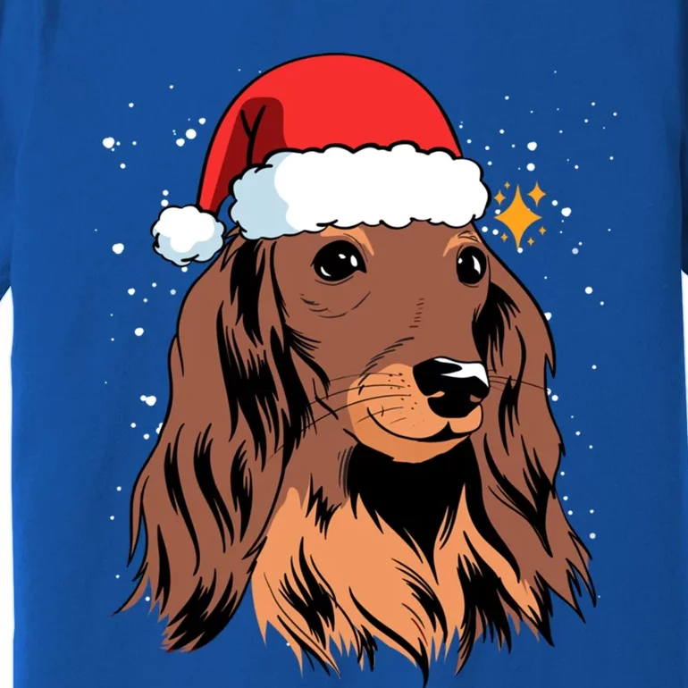 Dachshund Long Hair Santa Christmas Tree Lights Xmas Gift Cute Gift Premium T-Shirt