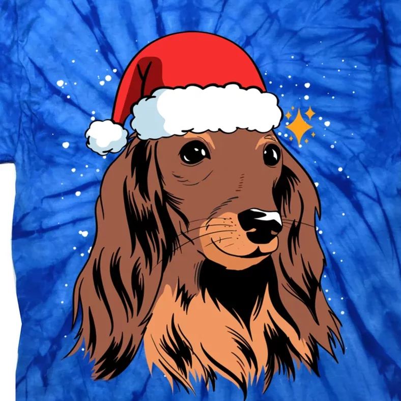 Dachshund Long Hair Santa Christmas Tree Lights Xmas Gift Cute Gift Tie-Dye T-Shirt