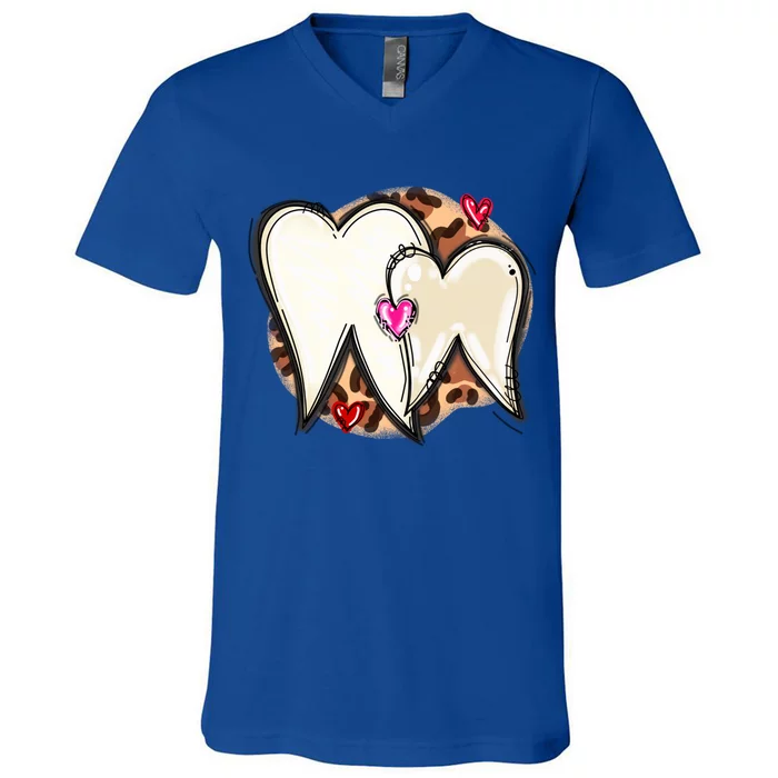 Dental Life Happy Valentine's Day Funny Tooth Hearts Dentist Cool Gift V-Neck T-Shirt