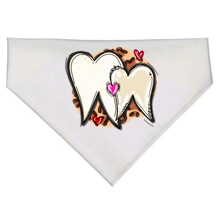 Dental Life Happy Valentine's Day Funny Tooth Hearts Dentist Cool Gift USA-Made Doggie Bandana