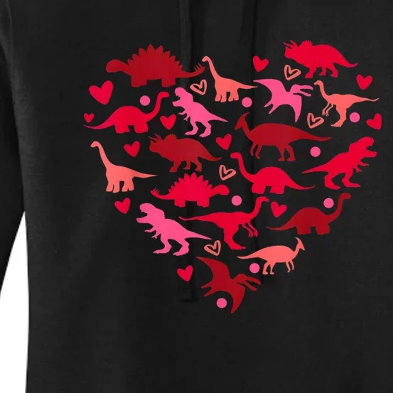 Dinosaur Love Heart T Rex Cute Valentines Day Women's Pullover Hoodie