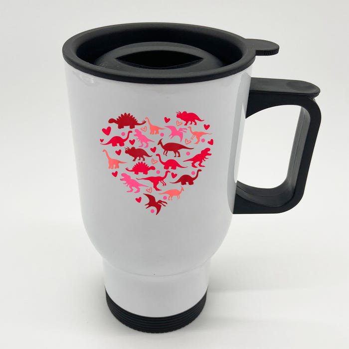 Dinosaur Love Heart T Rex Cute Valentines Day Front & Back Stainless Steel Travel Mug