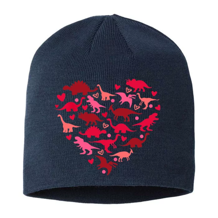 Dinosaur Love Heart T Rex Cute Valentines Day Boy Toddlers 8 1/2in Sustainable Knit Beanie