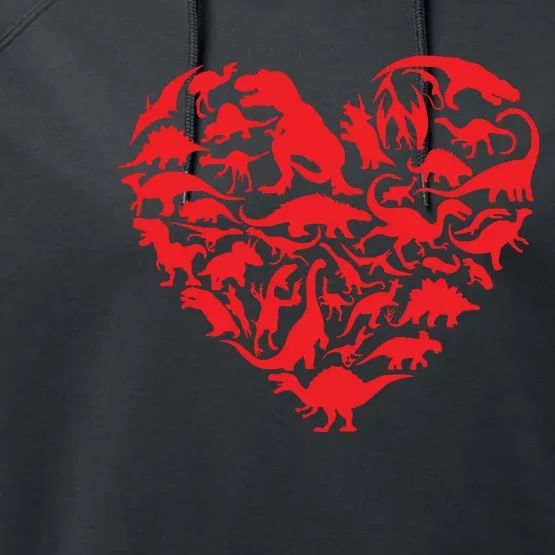 Dinosaur Love Heart Cute Valentines Day Toddlers Performance Fleece Hoodie