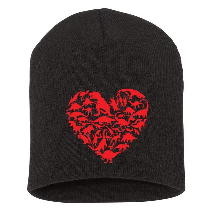 Dinosaur Love Heart Cute Valentines Day Toddlers Short Acrylic Beanie