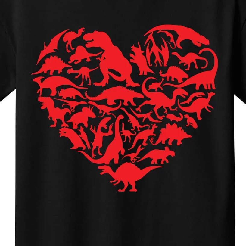 Dinosaur Love Heart Cute Valentines Day Toddlers Kids T-Shirt