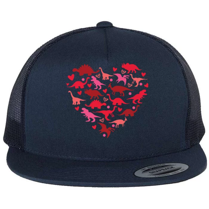 Dinosaur Love Heart T Rex Cute Valentines Day Toddlers Flat Bill Trucker Hat