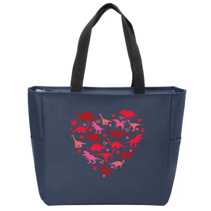 Dinosaur Love Heart T Rex Cute Valentines Day Toddlers Zip Tote Bag