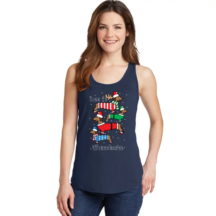 Dachshund Life Is Wienderful Christmas Ladies Essential Tank