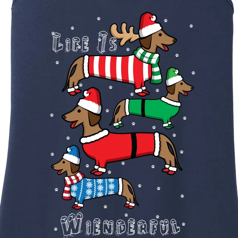 Dachshund Life Is Wienderful Christmas Ladies Essential Tank