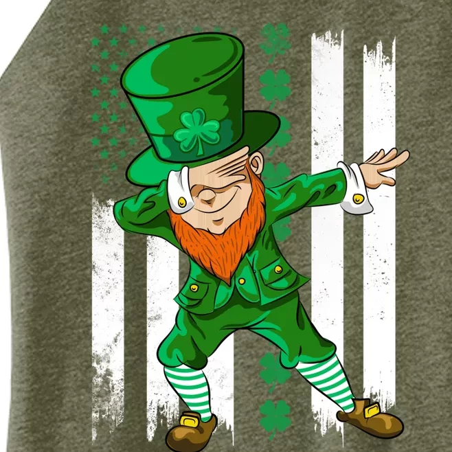 Dabbing Leprechaun Irish American Flag St Patricks Day Boy Women’s Perfect Tri Rocker Tank