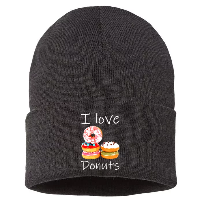 Donut Lover I Love Donuts Doughnut Sprinkles Sustainable Knit Beanie