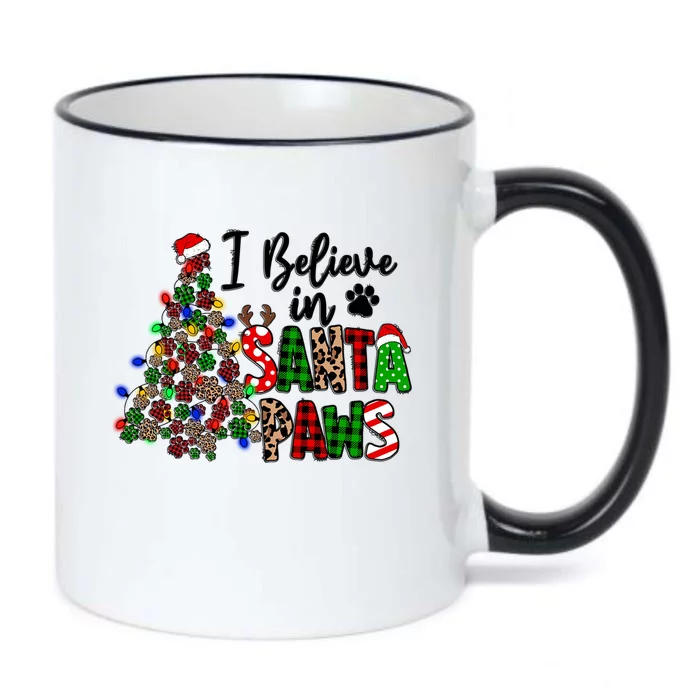 Dog Lover I Believe In Santa Paws Cute Christmas Paw Tree Gift Black Color Changing Mug