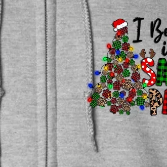 Dog Lover I Believe In Santa Paws Cute Christmas Paw Tree Gift Full Zip Hoodie