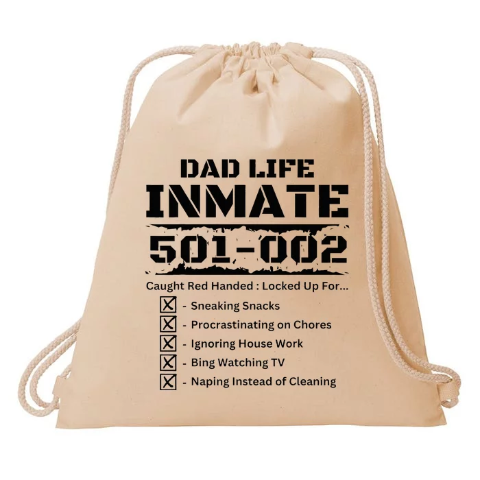 Dad Life Inmate Last Minute Funny Costume Jail Prisoner Drawstring Bag