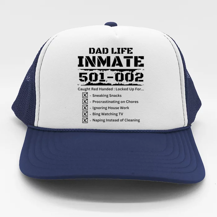 Dad Life Inmate Last Minute Funny Costume Jail Prisoner Trucker Hat