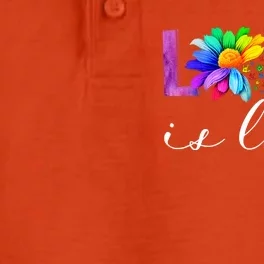 Dyx Love Is Love Rainbow Flag Lgbt Pride Daisy Flower Asl Gift Dry Zone Grid Performance Polo