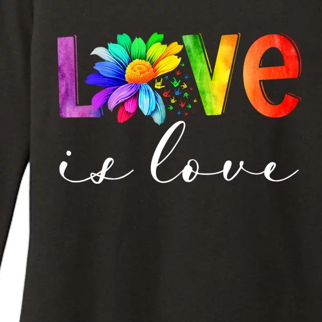 Dyx Love Is Love Rainbow Flag Lgbt Pride Daisy Flower Asl Gift Womens CVC Long Sleeve Shirt