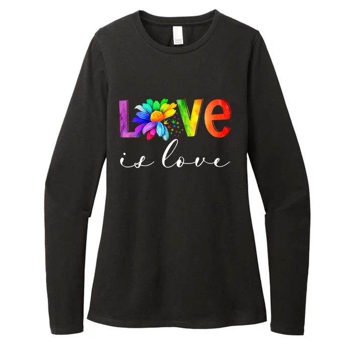 Dyx Love Is Love Rainbow Flag Lgbt Pride Daisy Flower Asl Gift Womens CVC Long Sleeve Shirt