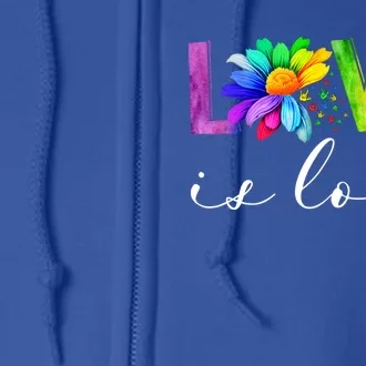 Dyx Love Is Love Rainbow Flag Lgbt Pride Daisy Flower Asl Gift Full Zip Hoodie