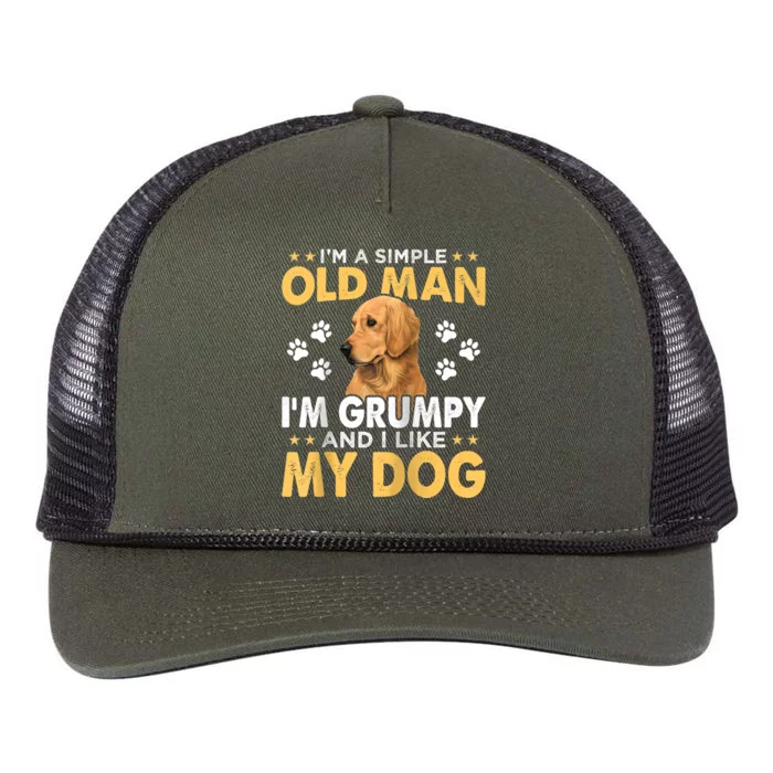 Dog Lovers I'm A Simple Old Man I'm Grumpy And I Like My Dog Retro Rope Trucker Hat Cap