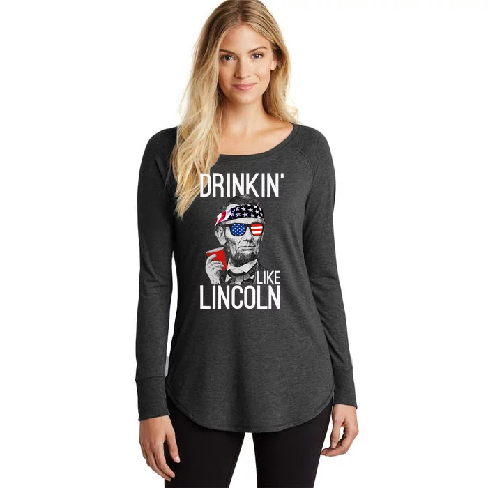 Drinkin Like Lincoln Patriot Abraham Lincoln Beer Drinking Women's Perfect Tri Tunic Long Sleeve Shirt