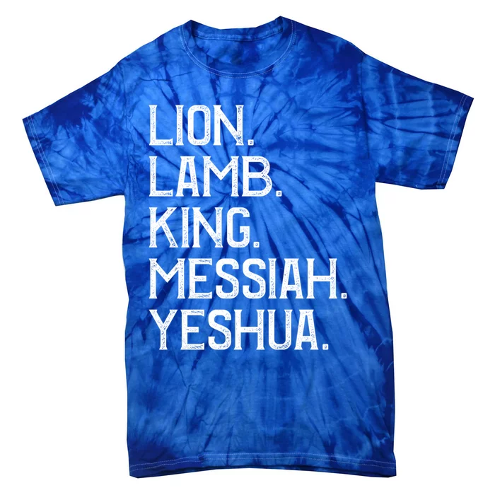 Distressed Lion Lamb King Messiah Yeshua Christian Bible Gift Tie-Dye T-Shirt