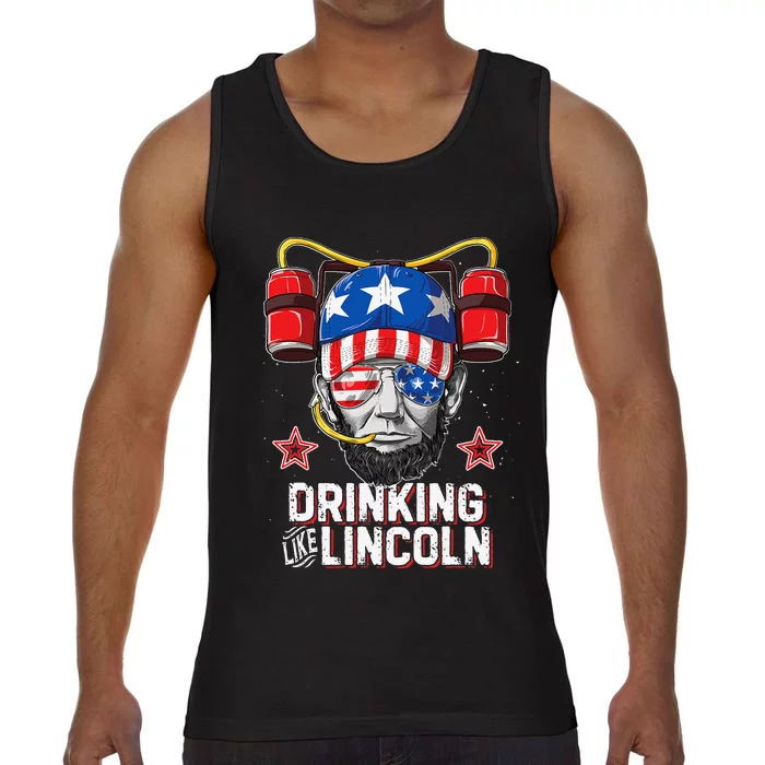 Drinking Like Lincoln 4th of July   Abraham Merica Comfort Colors® Tank Top