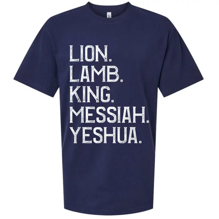 Distressed Lion Lamb King Messiah Yeshua Christian Bible Sueded Cloud Jersey T-Shirt