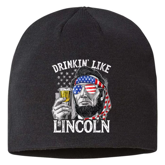 Drinking Like Lincoln 4th Of July Men Abraham Merica Flag 8 1/2in Sustainable Knit Beanie