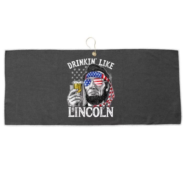 Drinking Like Lincoln 4th Of July Men Abraham Merica Flag Large Microfiber Waffle Golf Towel